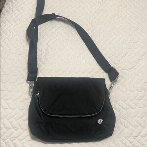 lululemon athletica Black Crossbody Bag with Silver Accents